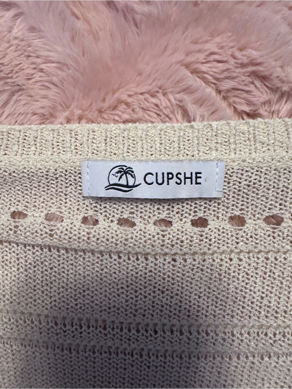CUPSHE Women’s Cream Crochet Cutout Swim Cover-Up Dress - Picture 4 of 6